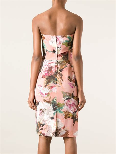 Lyst Dolce And Gabbana Strapless Floral Dress