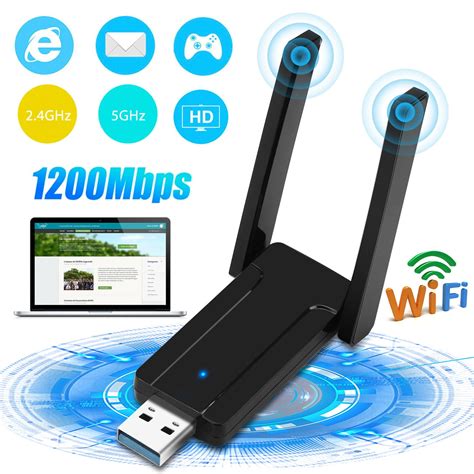 Eeekit Usb Wifi Adapter For Pc 1200mbps Dual Band 24ghz5ghz Fast Usb30 High Gain 5dbi Antenna