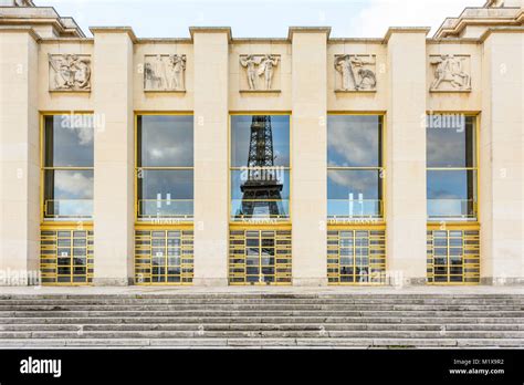 Front View Of The Art Deco Facade Of The Theatre National De Chaillot