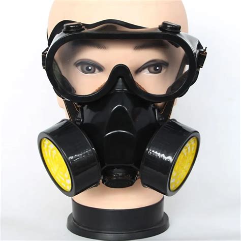 Pro Double Cans Gas Mask Respirator With Goggles Anti Gas Anti Dust