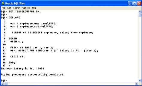 Plsql Explicit Cursor With Examples