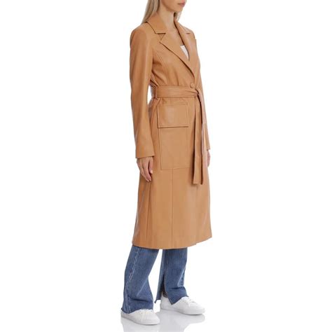 Avec Les Filles Longline Leather Coat Discount