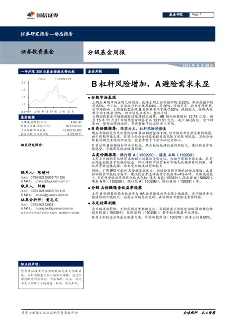 分级基金周报：b杠杆风险增加，a避险需求未显