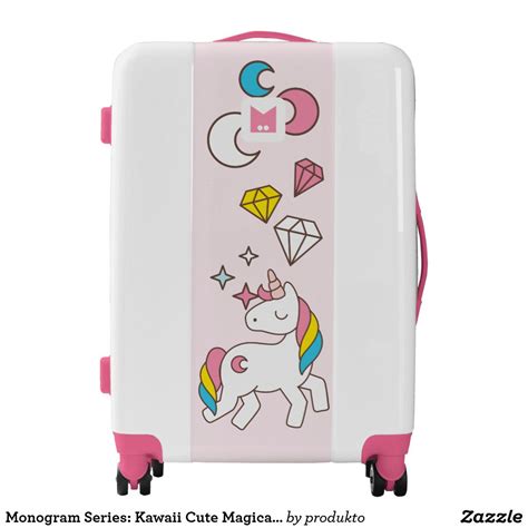 Monogram Series Kawaii Cute Magical Unicorn Luggage Girls Luggage