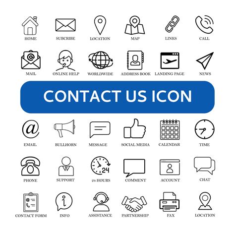 Outline web icons set, Contact us 44229417 Vector Art at Vecteezy