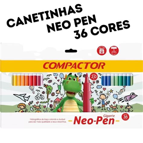 Canetinha Compactor 36 Cores - Canetinha Hidrográfica Neo Pen Gigante 36 Cores COMPACTOR | Shopee Brasil