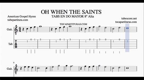 Oh When The Saints Go Marching In Tabs Sheet Music For Guitar In C Youtube