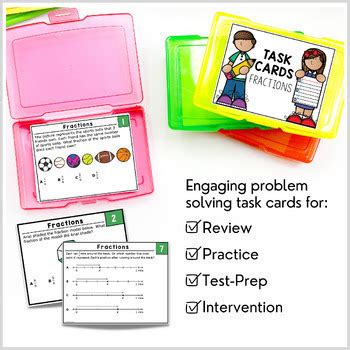 Grade Math Teks Standards Task Cards Fractions Digital Print