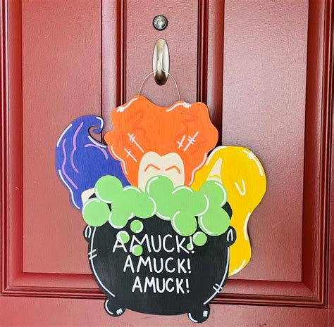 Hocus Pocus Door Hanger Hocus Pocus Sign Witch Sisters Etsy