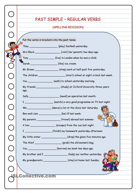 Past Simple Worksheet Regular Verbs