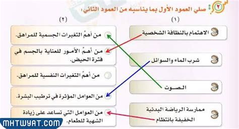 صل الجمل من العمود أ مع مايناسبه من المفردات في العمود ب موقع محتويات