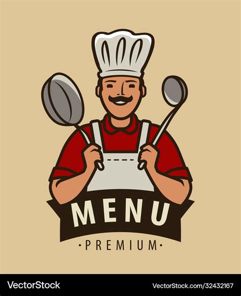 Cook Logo Or Emblem Restaurant Menu Cooking Vector Image