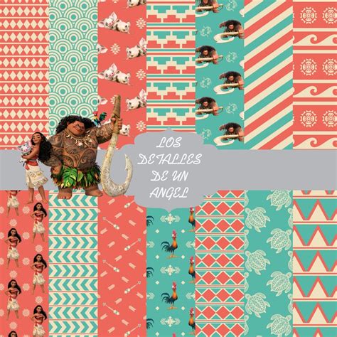 Kit De Papeles Digitales De Moana Vaiana Descarga Etsy