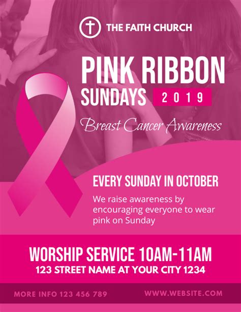 Breast Cancer Awareness Pink Ribbon Church Fl Template Postermywall