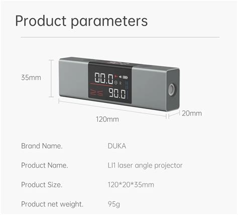 Duka Li Laser Protractor Digital Inclinometer Angle Measure In