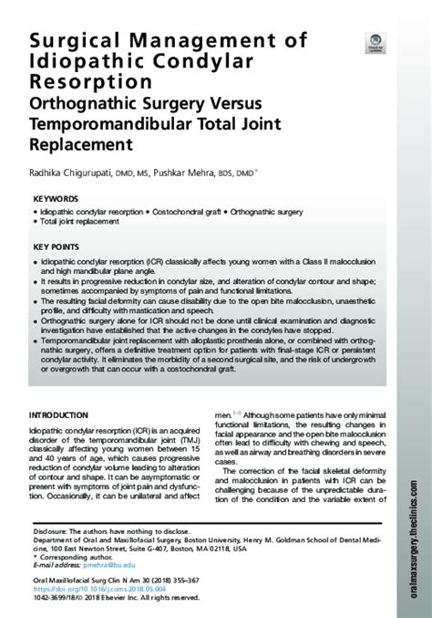 (PDF) Surgical Management of Idiopathic Condylar Resorption | Radhika ...