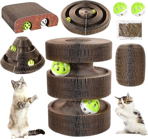 Encoun Grattoir Chat Carton Griffoir Avec Clochette Pliable Magic