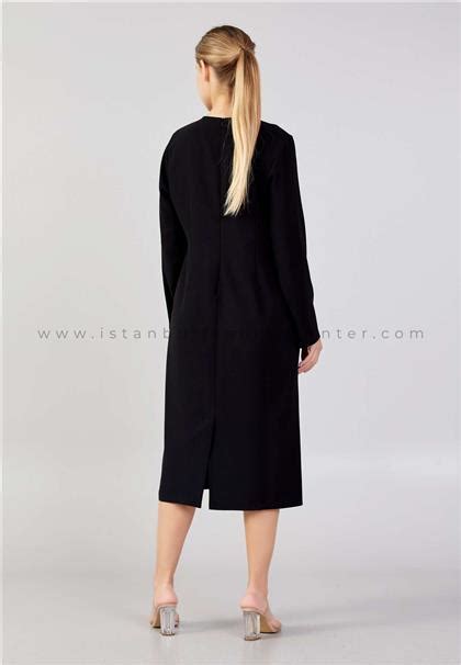 ECHO Long Sleeve Midi Crepe Column Plus Size Black Casual Dress