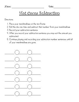 Hot Cocoa Subtraction By Danita Paulis TPT