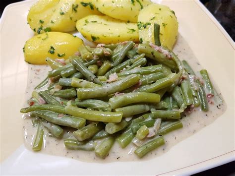 Grüne Bohnen in Sahne Speck Sauce von schaech001 Chefkoch