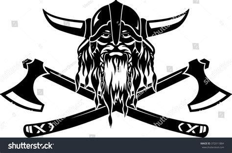 Viking Emblem Bull Horned Helmet Stock Vector Royalty Free 372011884