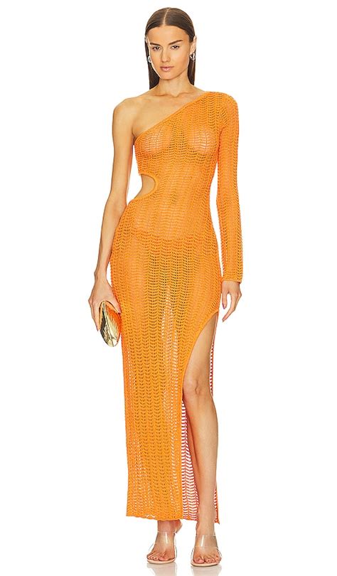 Michael Costello X Revolve Seana Asym Maxi Knit Dress In Orange Revolve