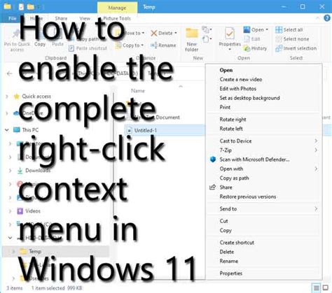 How To Enable The Complete Right Click Context Menu In Windows File