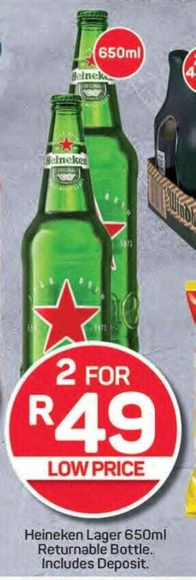 Heineken Lager 650ml Returnable Bottle Includes Deposit Offer At Pick