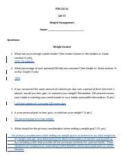 Lab Doc Fon Ll Lab Weight Management Name Questions Weight