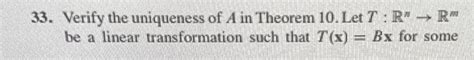 Solved 33 Verify The Uniqueness Of A In Theorem 10 Let Chegg