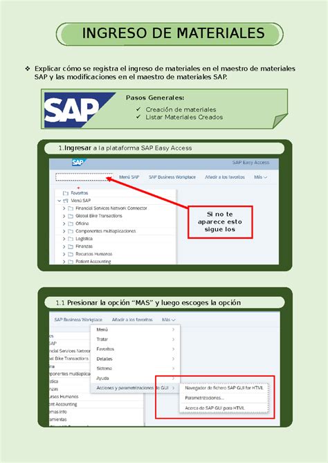 Entregable Informatica SAP - ssssi INGRESO DE MATERIALES Explicar cómo ... 