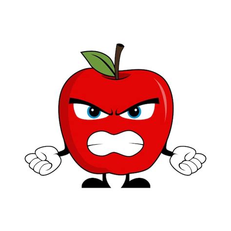 Premium Vector Angry Apple Fruit Cartoon Character Vector