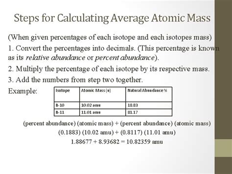 Calculating The Average Atomic Mass Steps For Calculating