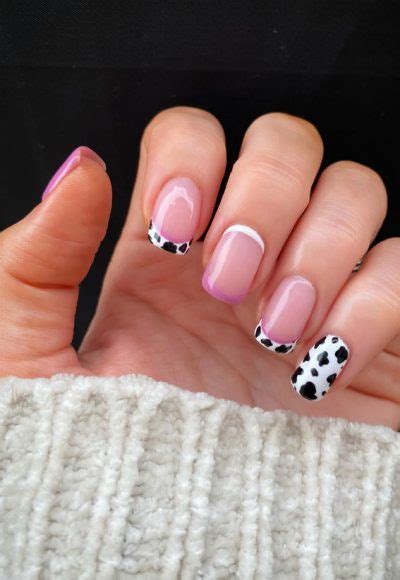 Moo Ve Over 21 Chic Cow Print Nail Designs Cow Print Double French