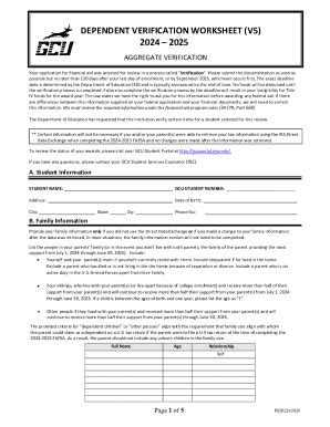 Fillable Online Dependent Verification Worksheet V Fax