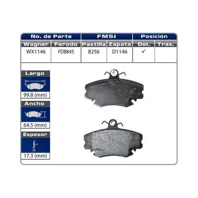 Balatas Delanteras Semimetalicas Wagner WX1146 Nissan Aprio