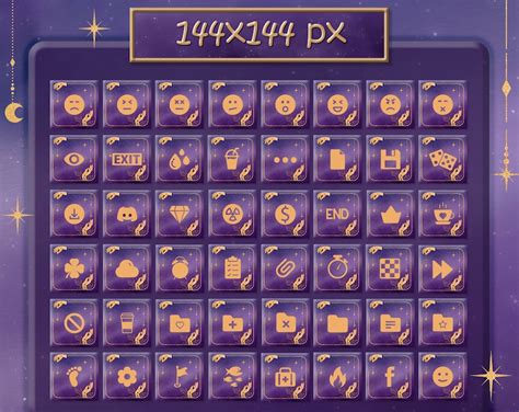 Purple Stream Deck Icons Set Screensavers Celestial Icon Pack For