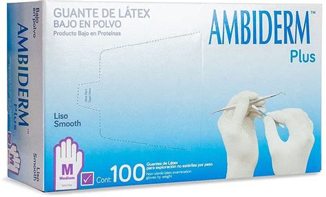 AMBIDERM Plus GUANTE LTX EXPLORACIÓN AZUL No Estéril MED 100 Pzs DF