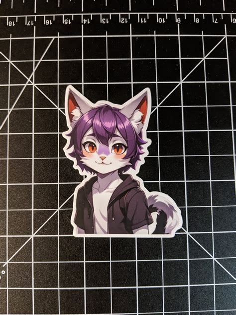 Purple Catboy Die Cut Sticker Anime Catboy Sticker Furry Etsy