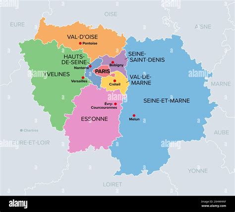 Ile De France Departments And Prefectures Of The Paris Region Multi