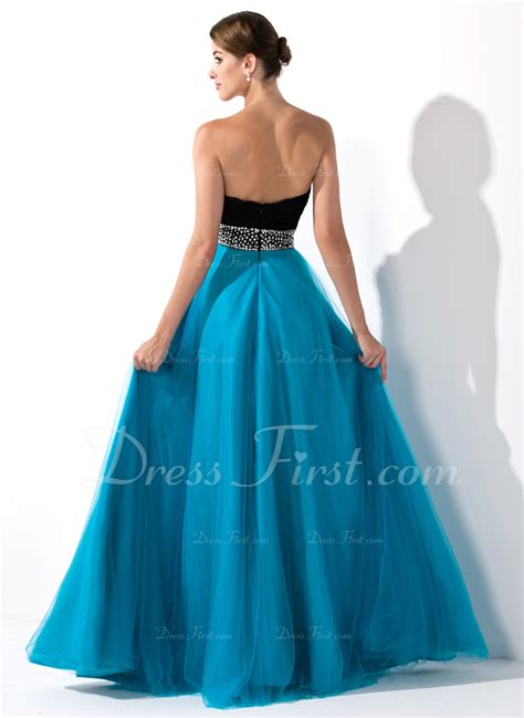 Empire Sweetheart Floor Length Chiffon Tulle Prom Dress With Ruffle Beading Sequins 018004900