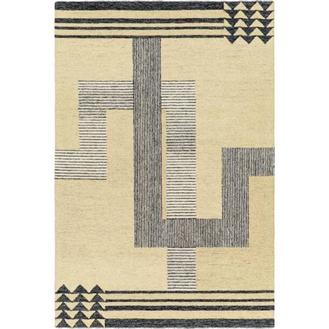 AllModern Uptown Handmade Hand Tufted Wool Cream Charcoal Black Rug