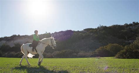 Ranch Adventure. Girl Riding Horse, Lifestyle of Horseback Riding in ...