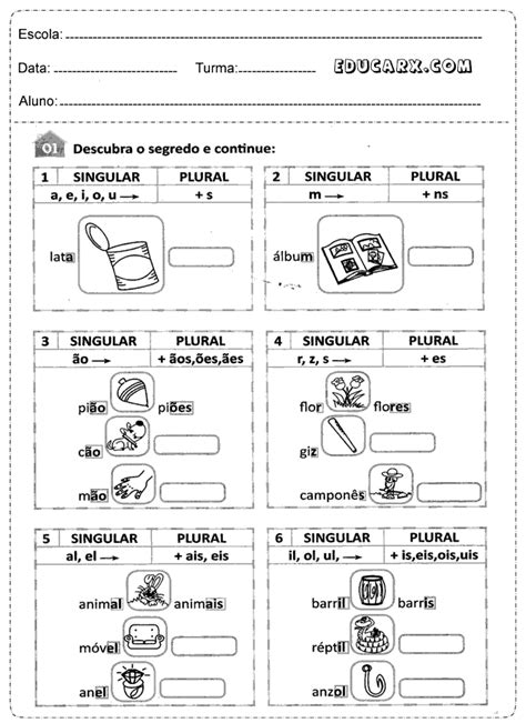 Atividades Singular E Plural 3o Ano - Educar X: Atividades singular e plural 3° ano fundamental