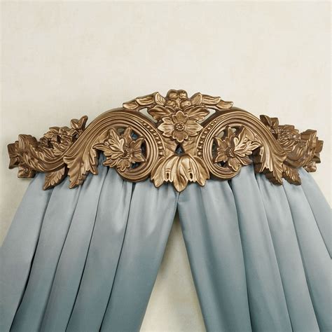 Flowering Medallion Aged Gold Wall Teester Bed Crown