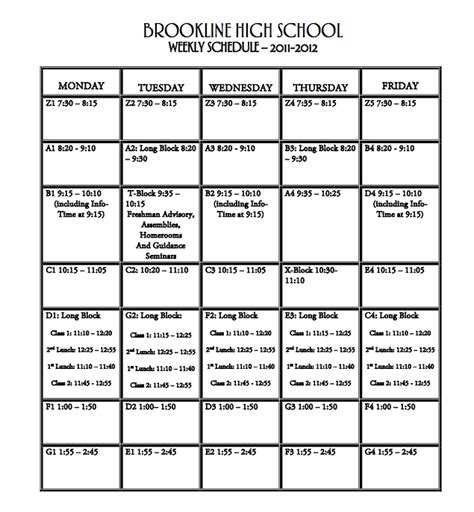 Schedule BHS English Language Learners Program