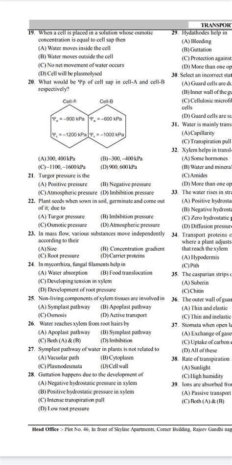 Symplast pathway of water in plants is not related to | Filo