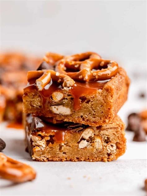 Salted Caramel Pretzel Blondies Baked Ambrosia