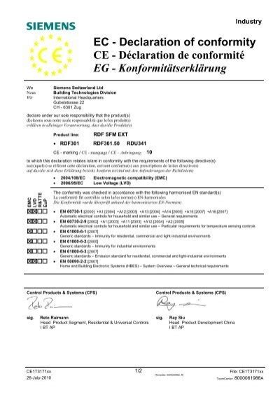 Ec Declaration Of Conformity Ce D Claration De Conformit Eg