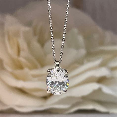 Simple Diamond Solitaire Necklace Simulated Diamond Dainty Necklace